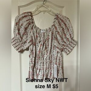 Sienna Sky Floral Blouse - Cream and Red